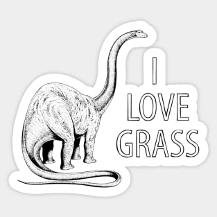 I Love Grass Dinosaur Sticker